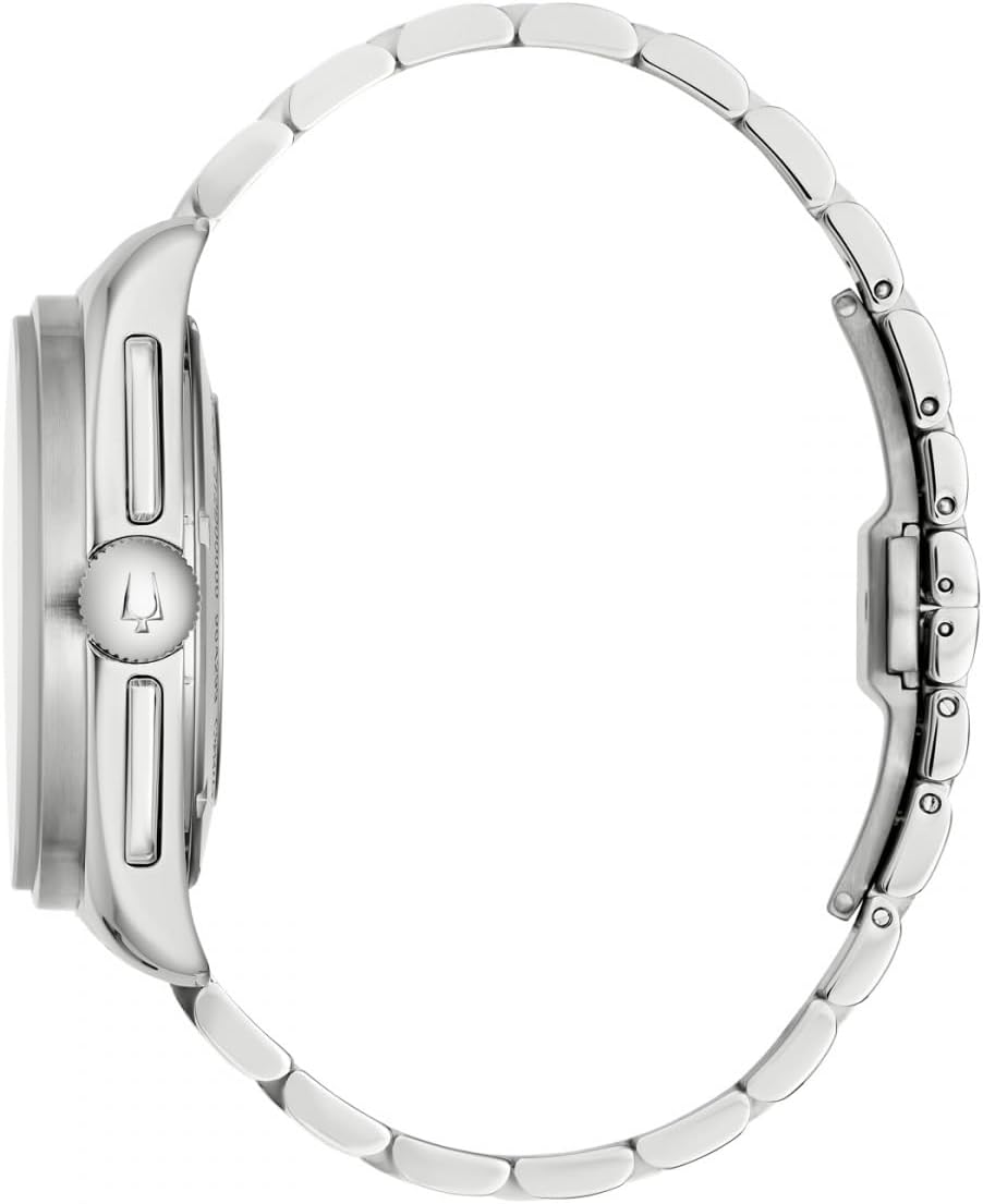 Bulova Reloj de Cuarzo Lunar Pilot de 43,5 mm con cronógrafo, Calendario, Correa de Acero Inoxidable y Correa Adicional Intercambiable de Cuero Negro