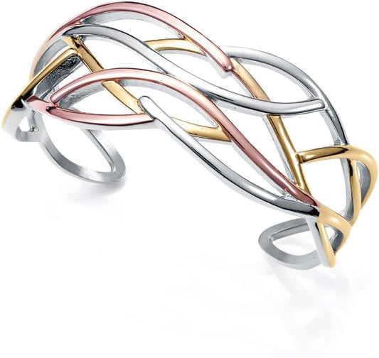 Viceroy Fashion Pulsera Mujer 14153P01012 – Ondas, Acero Dorado/Rosa, Chic, 6cm