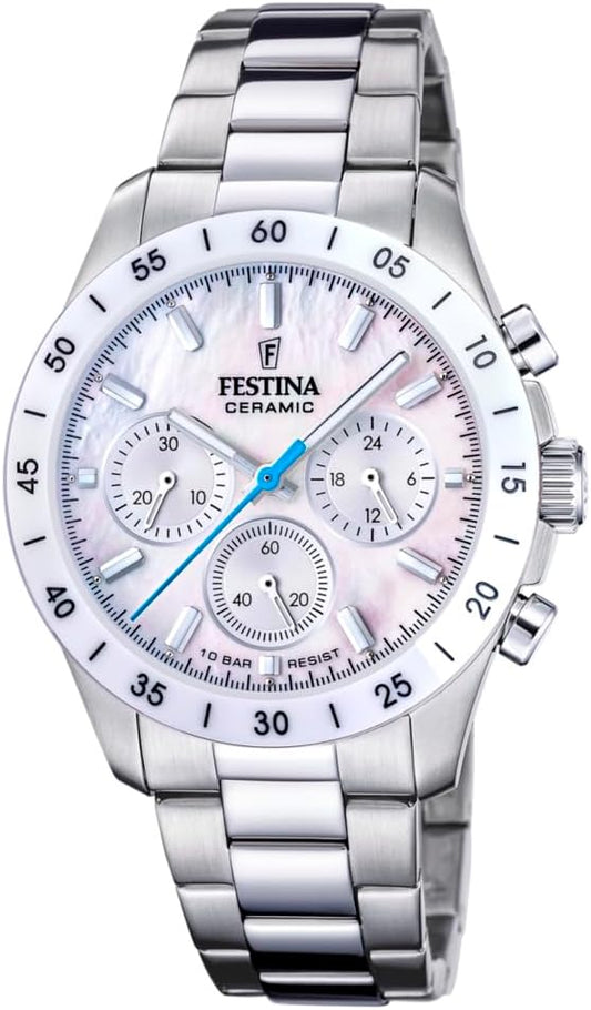 Reloj FESTINA para Unisex F20693/1 Ceramic Caja de Acero Inoxidable 316l Plateado Correa de Acero Inoxidable 316l Plateado