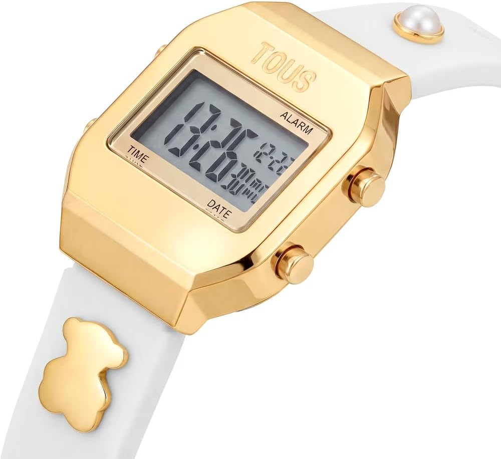 TOUS XPRESURSLF Digital Watch Silicone Strap with Case and Buckle Stainless Steel IPG