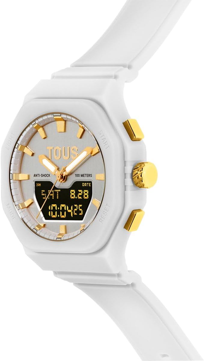 TOUS Reloj analógico/Digital de Acero con Brazalete de Nylon Bet (Blanco) Ref. 3000135300