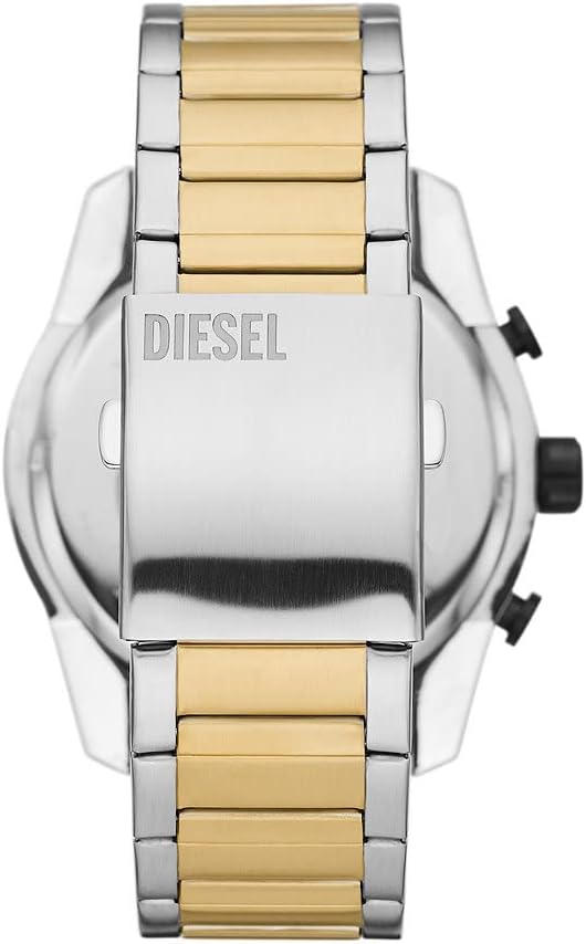 Diesel Reloj Split para Hombre, Movimiento cronógrafo de Cuarzo con Correa de Silicona, Acero Inoxidable o Piel