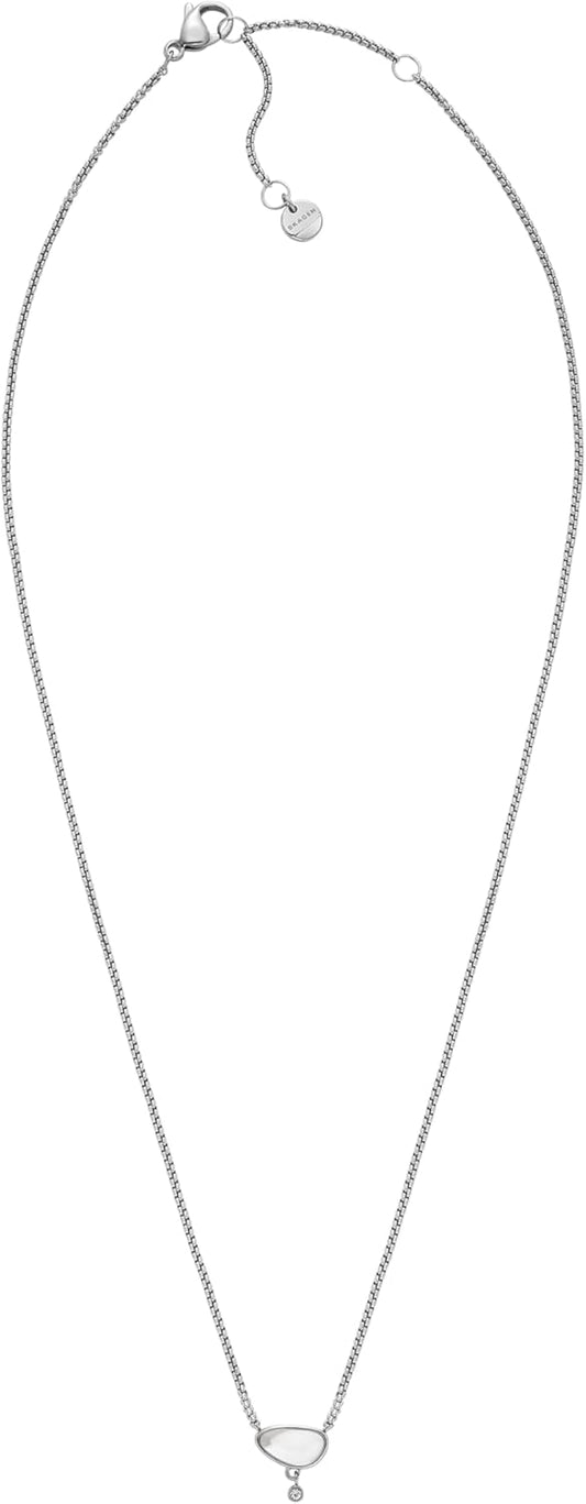 Skagen Collar para mujer en acero inoxidable o semipreciosos con cierre de langosta Colgante de cristal de mar
