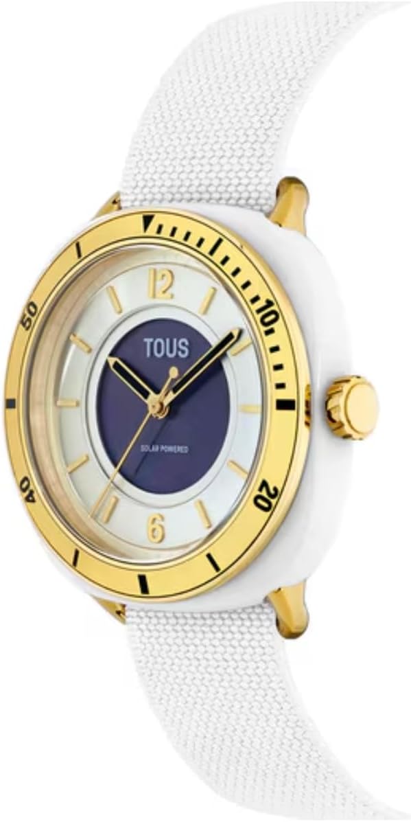 TOUS Reloj analógico de Acero IPG con Brazalete elástico Colección Osier (Blanco y Dorado) Ref. 3000138000