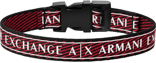 Armani Exchange Hombre Pulsera de tela con cierre de caja y lengüeta