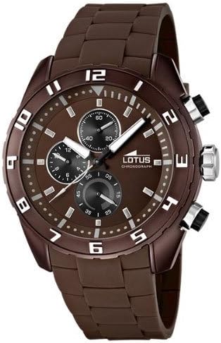 Lotus 15842/3 - Reloj cronógrafo de Cuarzo para Hombre, Correa de Goma Color marrón (cronómetro, Agujas luminiscentes)