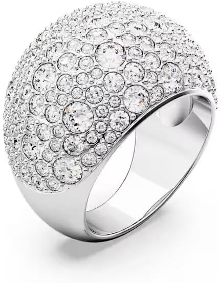 Swarovski Sublima Luna - Anillo de cóctel de luna chapado en rodio para mujer, talla 52, blanco, talla única, latón, cristal, talla única, Latón, Cristal