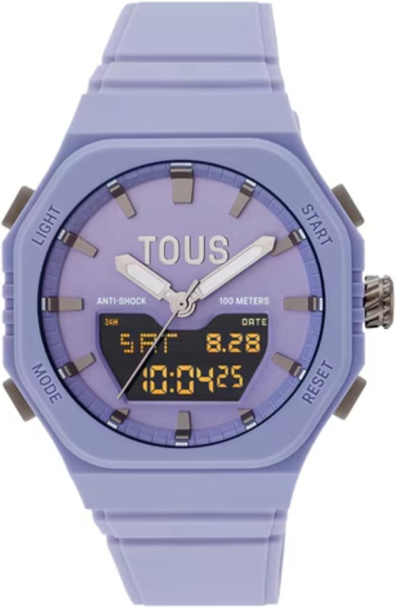 TOUS Reloj analógico/Digital de Acero con Brazalete de Nylon Bet (Lila)