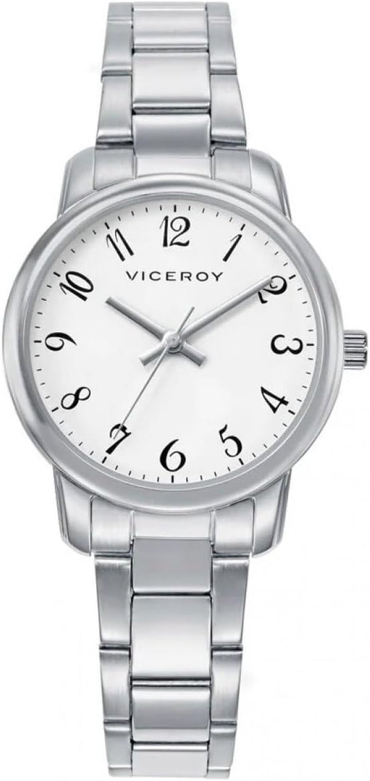 Viceroy Reloj Niña Acero con Esfera Blanca Pulsera de Regalo 401276-04