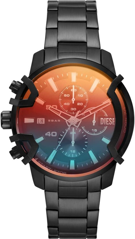 Diesel Reloj Griffed para Hombre, Movimiento cronógrafo de Cuarzo con Correa de Acero Inoxidable