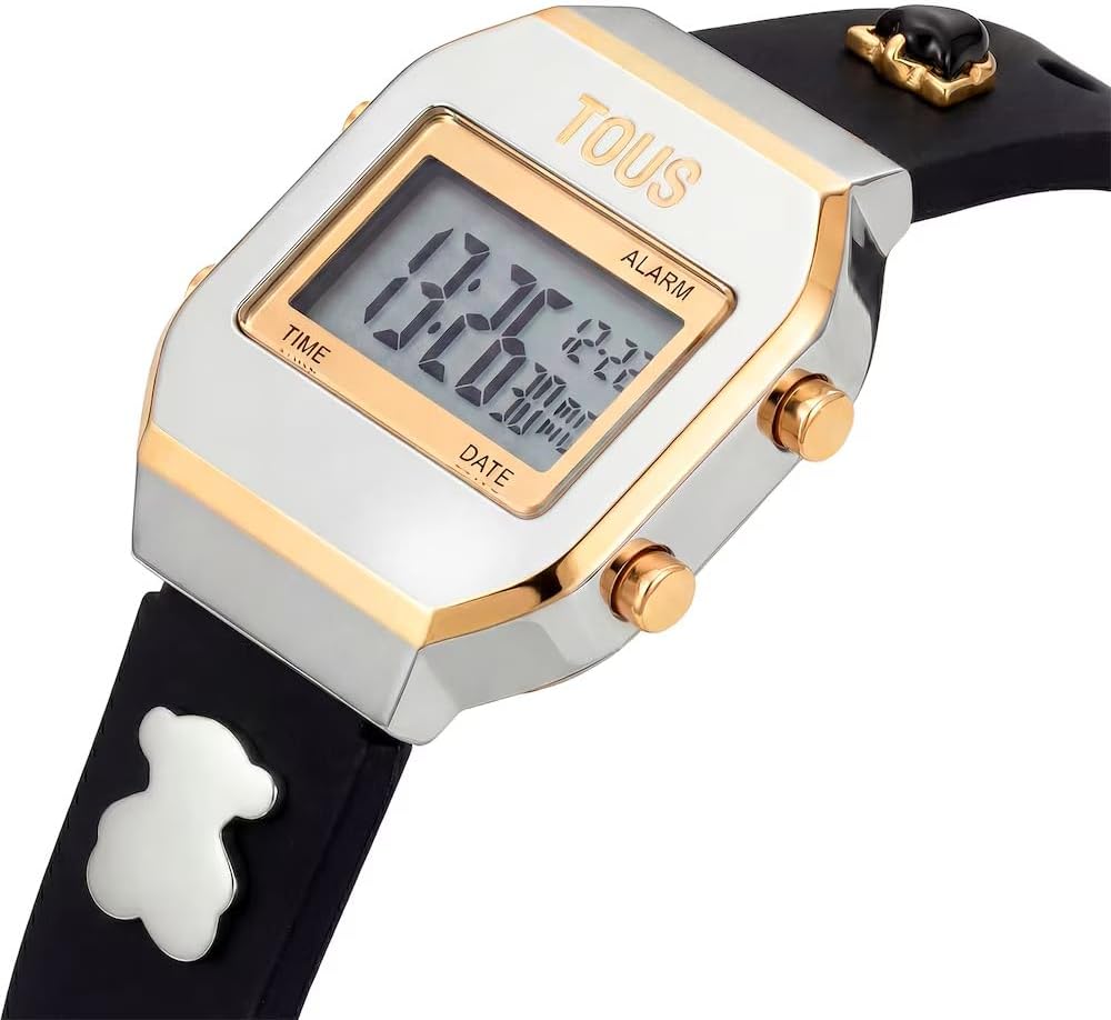 TOUS XPRESURSLF Digital Watch Silicone Strap with Case and Buckle Stainless Steel IPG