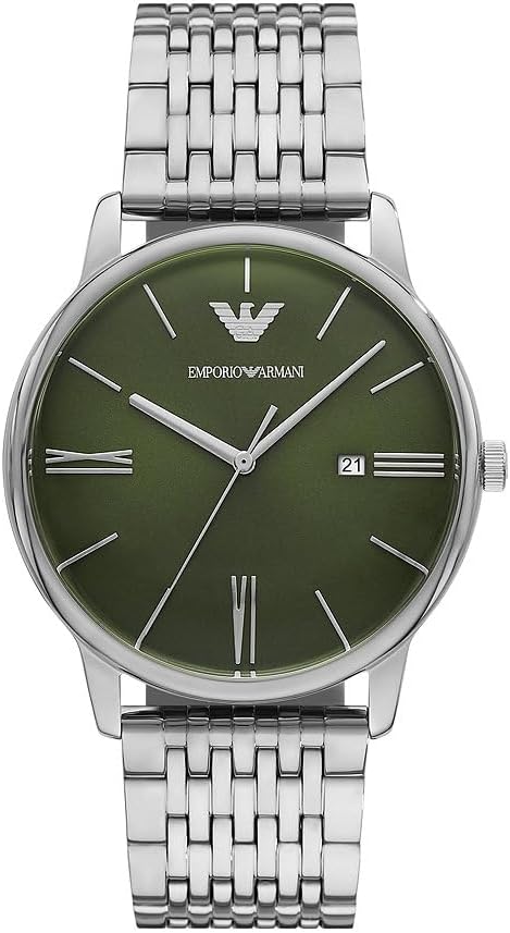Emporio Armani Reloj para Hombre, Movimiento de Cuarzo y Caja de 42 mm con Correa de Acero, Piel o Silicona