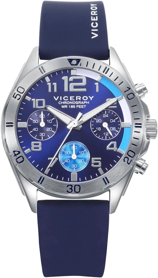 Viceroy Reloj Niño Caja de Acero y Correa de Silicona Azul, Pulsera de Regalo 401425-34