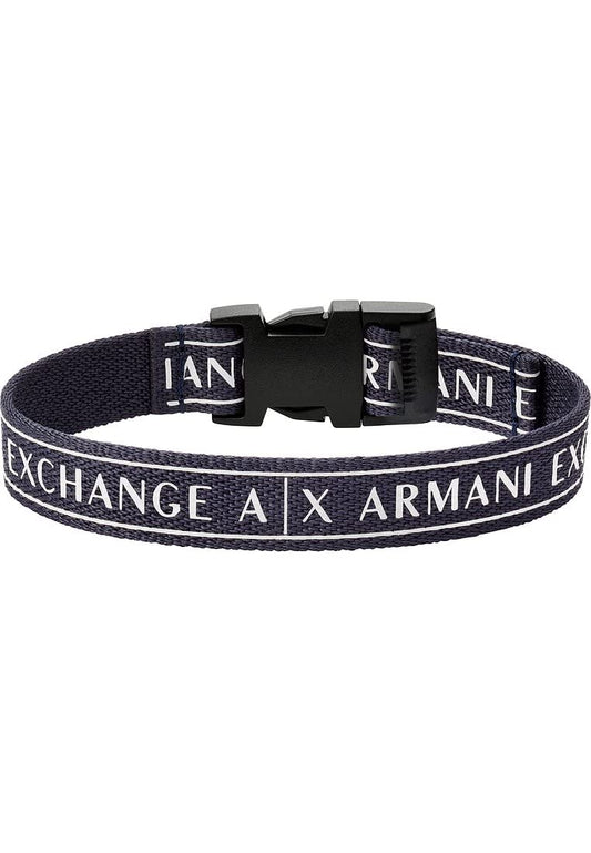 Armani Exchange Hombre Pulsera de tela con cierre de caja y lengüeta