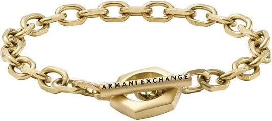 Armani Exchange Hombre Pulsera de acero inoxidable con cierre de aro