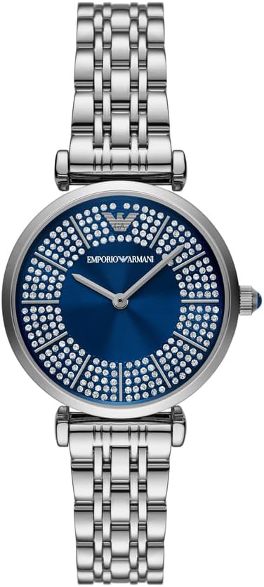 Emporio Armani Reloj para Mujer, 32mm Movimiento de Cuarzo a Dos Agujas con Correa de Acero en Tono Plateado