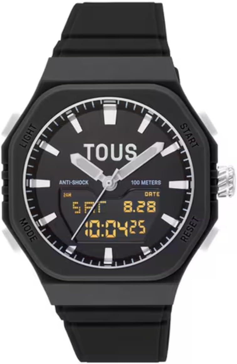 TOUS Reloj analógico/Digital de Acero con Brazalete de Nylon Bet (Negro) Ref. 3000135700