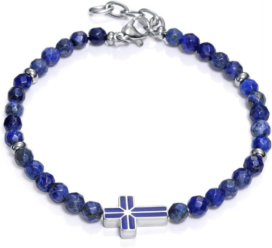 Viceroy Fashion Bracelet Child Kids 14112P01013 - Steel, Blue Cross, 17+2 CM, Alloy Steel, Natural Blue Stone