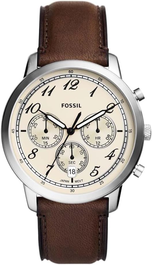 Fossil Reloj Neutra para Hombre, Movimiento cronógrafo de Cuarzo con Correa de Piel