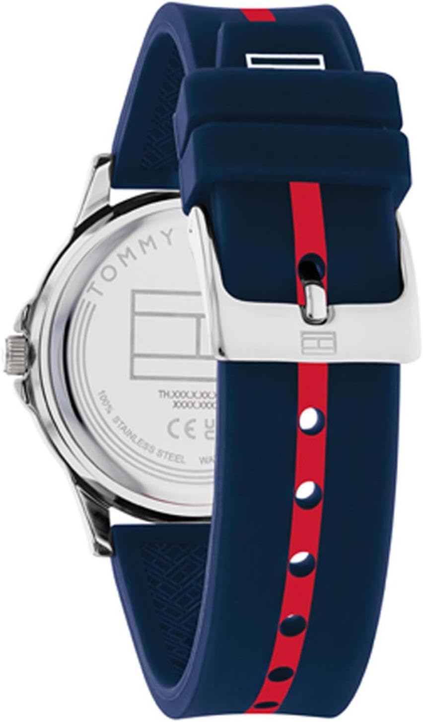 Tommy Hilfiger Children's Analog Watch with Silicone Strap in Navy Blue with Red Stripe -1720036 -