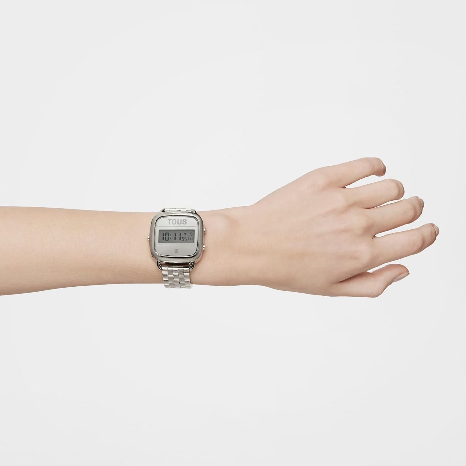 TOUS Reloj Digital con Brazalete de Acero, Funciones Hora, Minutos, Segundos, Día, Mes, Día Semana, Cronógrafo 1/100 Segundos y Alarma, Impermeable a 5 ATM, Colección D-Logo