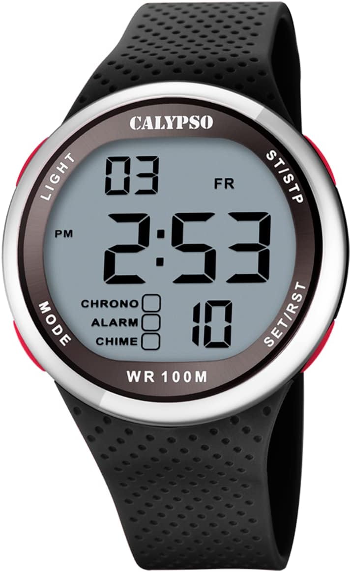 CALYPSO Reloj Hombre K5785/4 Color Splash Caja de Caucho Plateado Correa de Caucho Negro