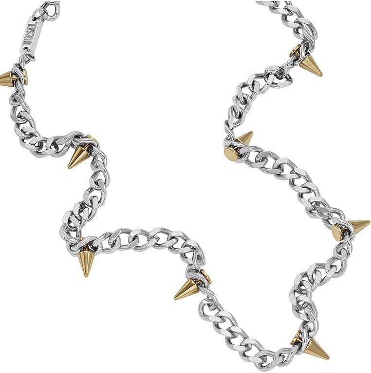 Diesel Collar de cadena para hombre en acero inoxidable bicolor con cierre de langosta