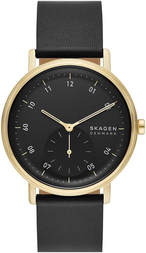 Skagen Reloj Kuppel para Hombre, Movimiento de Cuarzo a Tres Agujas con Esfera Secundaria y Correa de Acero o Piel