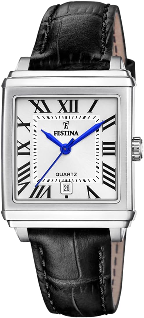 Festina Reloj Mujer F20682/3 On The Square Caja de Acero Inoxidable 316l Plateado Correa de Cuero Negro