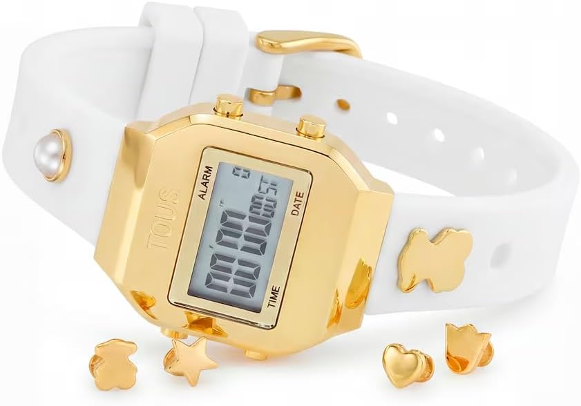 TOUS XPRESURSLF Digital Watch Silicone Strap with Case and Buckle Stainless Steel IPG