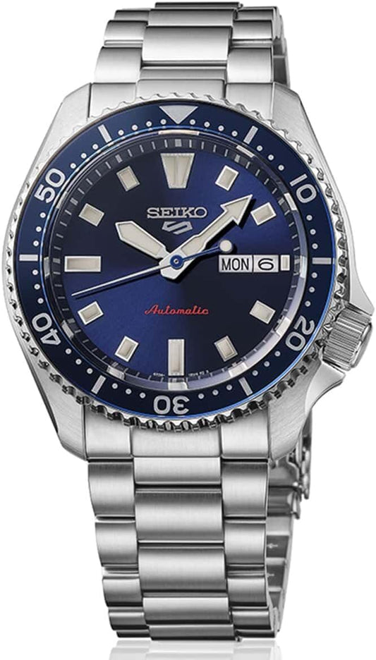 Seiko SRPL83K1 5 Sport SKX Reloj automático de acero inoxidable para hombre, tamaño de caja 42,5 mm, azul/plata