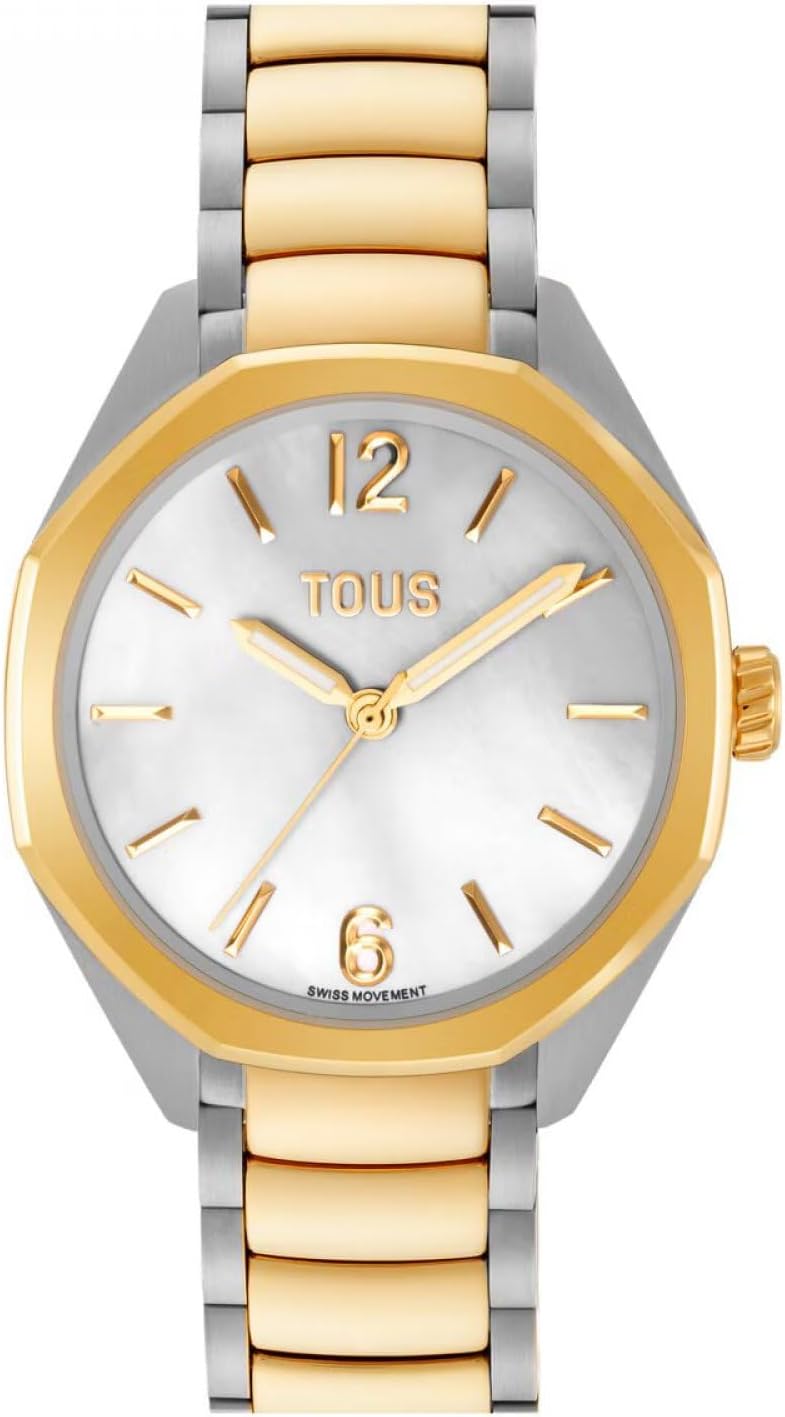 TOUS Reloj analógico con Movimiento Suizo, Esfera de nácar y Brazalete de de eslabones Acero Bicolor Now 3000141400
