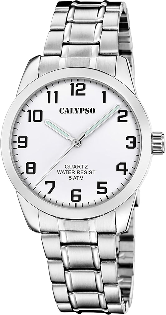 CALYPSO Reloj Hombre K5866/1 Basic Caja de Acero Inoxidable 316l Plateado Correa de Acero Inoxidable 316l Plateado