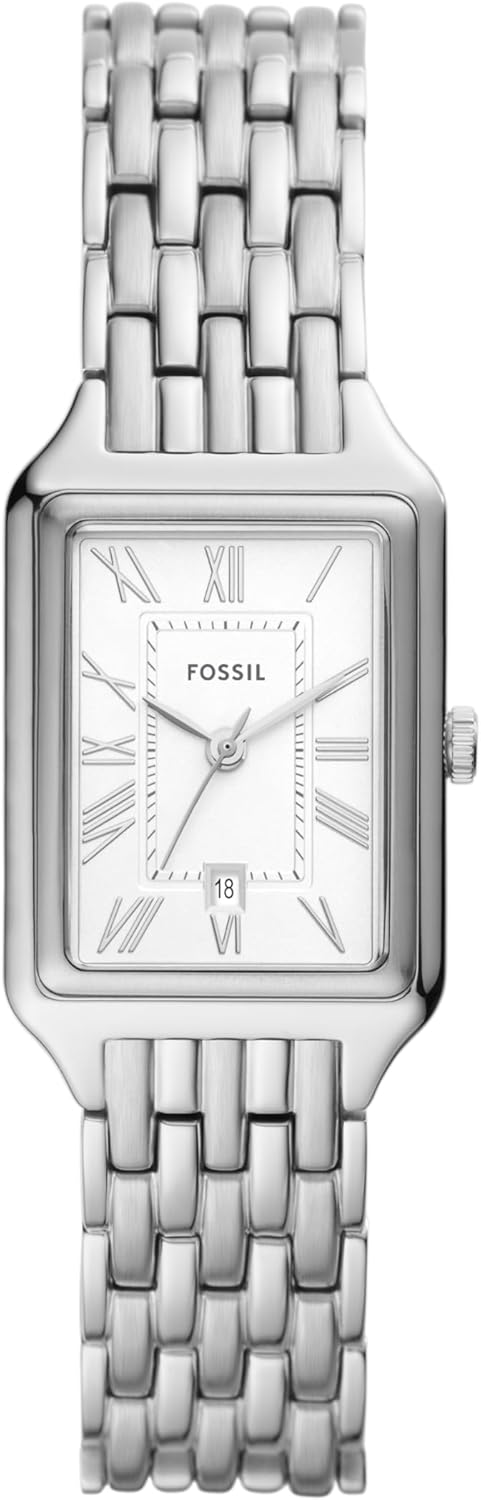 Reloj Raquel de acero inoxidable con tres agujas y fecha