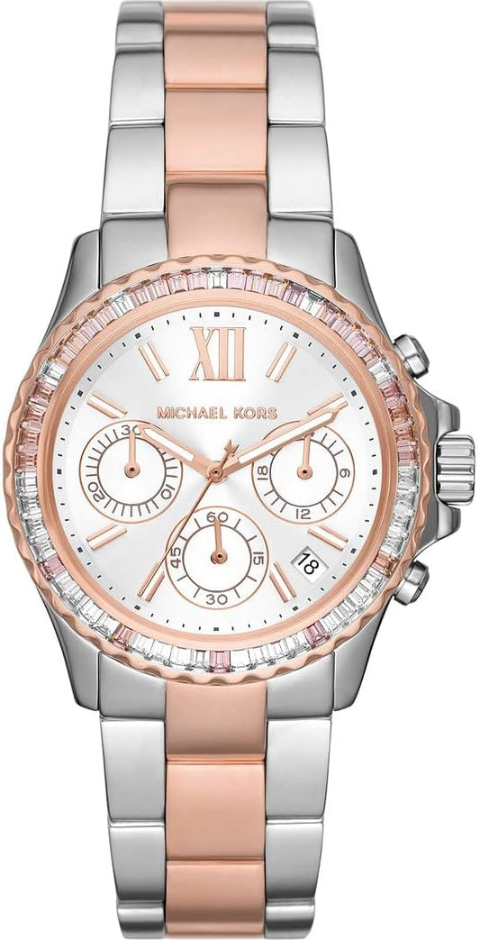 Michael Kors Everest Watch for Women, Quartz Chronograph Movement with Stainless Steel or Silicon Strap