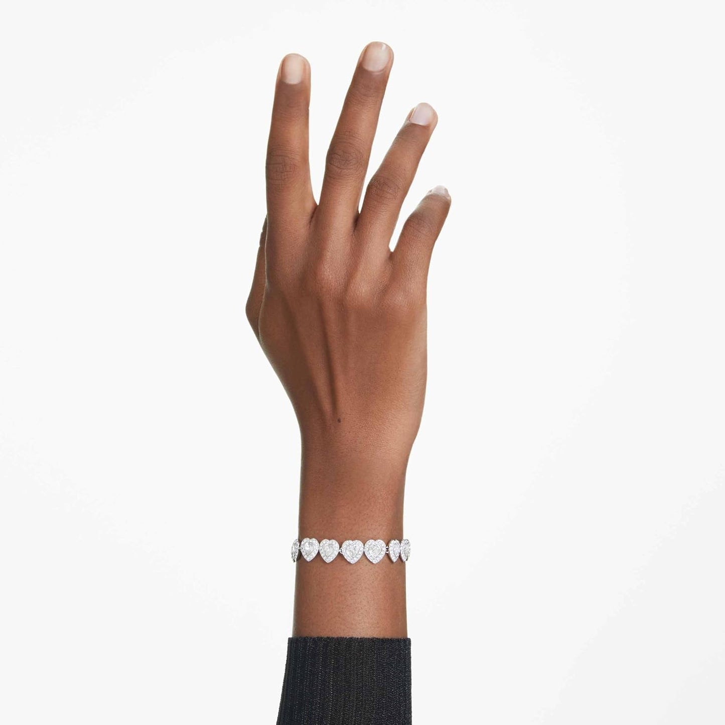 Swarovski Pulsera de tenis, cortes mixtos, corazón, blanco, acabado de rodio, M