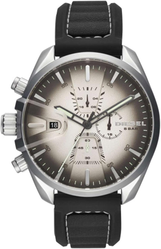 Diesel Reloj MS9 para Hombre, Movimiento cronógrafo de Cuarzo con Correa de Piel, Silicona o Acero Inoxidable