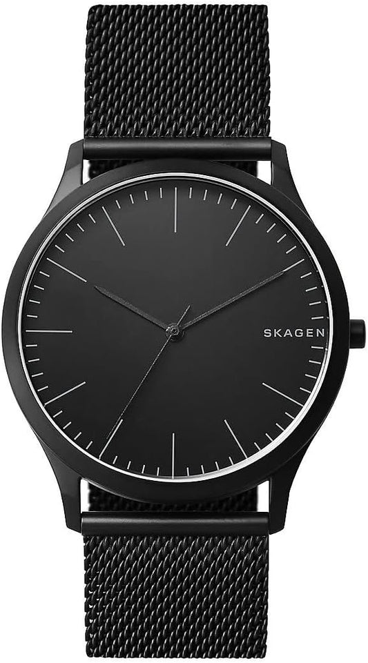 Skagen Jorn Reloj para Hombre, Movimiento de Cuarzo a Tres Agujas con Correa de Acero o Piel