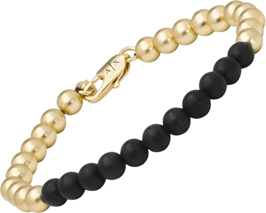 Armani Exchange Hombre Pulsera de piedras semipreciosas o acero inoxidable con cierre de mosquetón