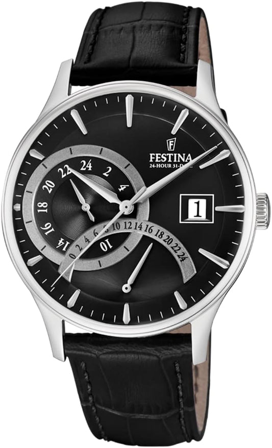 Reloj FESTINA para Hombre F16983/4 Special Prices Caja de Acero Inoxidable 316l Gris Plata Correa de Cuero Negro