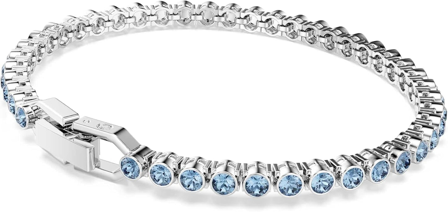 Swarovski Pulsera Tennis Imber Emily, Talla redonda, Azul, Baño de rodio