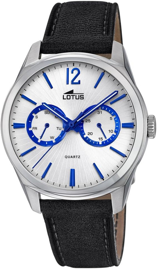 Lotus Reloj Hombre 18374/2 Special Prices Caja de Acero Inoxidable 316l Plateado Correa de Cuero Negro