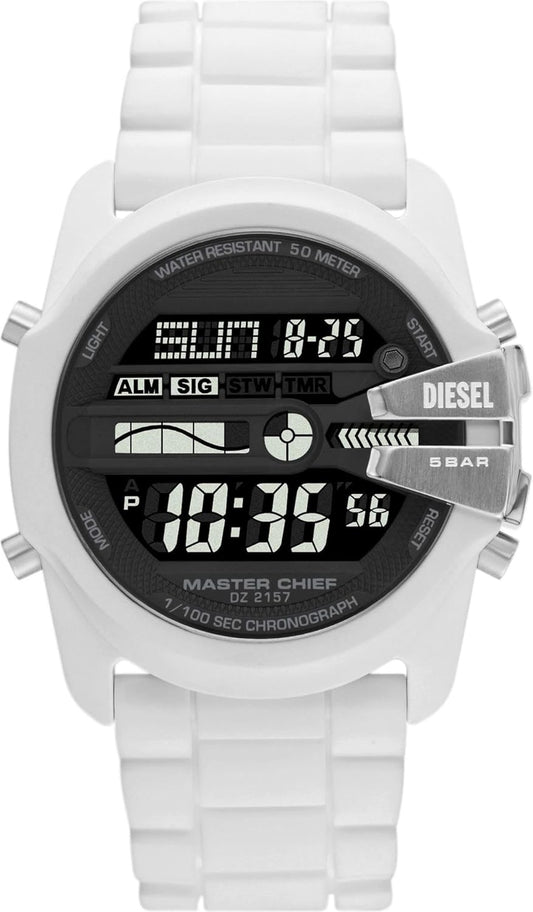 Diesel Reloj Master Chief para Hombre, Movimiento LCD con Correa de Silicona