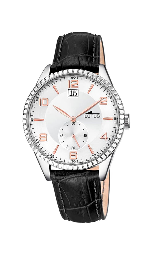 Reloj LOTUS Para Hombre 18322/A Special Prices Caja de Acero inoxidable 316l Gris plata Correa de Cuero Negro