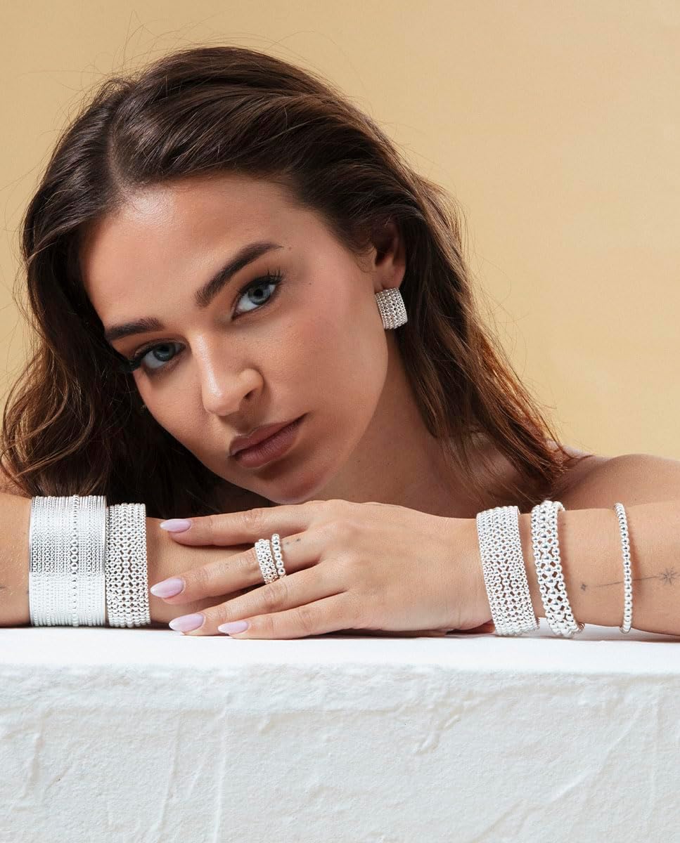 Viceroy Pulsera Fashion Mujer 14319P01000 – Acero Chapado en Plata 999, Diseño de Bolas Fino, Colección Laura Escanes