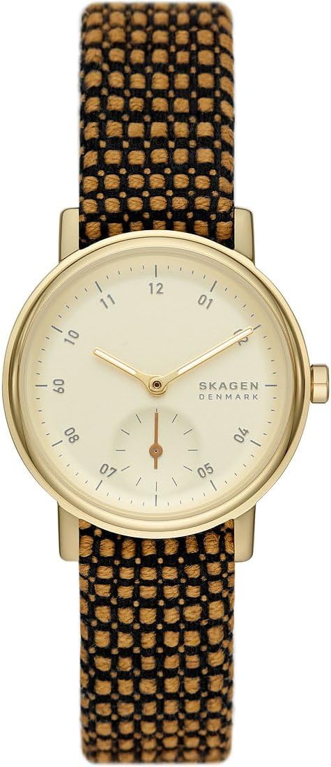 Skagen Kuppel Reloj para Mujer, Movimiento de Cuarzo con Correa de Acero o Piel, Naranja y Dorado, 32MM