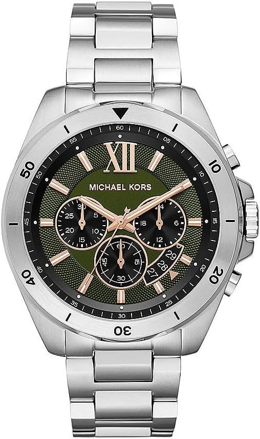 Michael Kors Brecken Reloj para Hombre, Movimiento cronógrafo con Correa de Acero o Piel