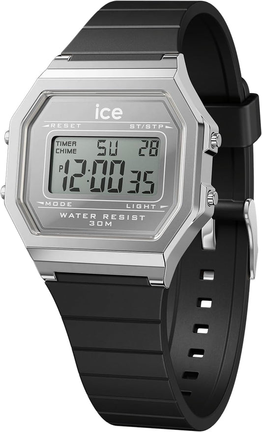 ICE-WATCH - Ice Digit Retro Metal - Reloj para señora con Correa de Silicona (Pequeño)