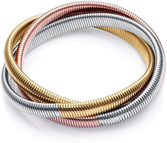 Viceroy Fashion 14085P01019, Pulsera Mujer Triple Acero Dorado, Plateado y Bronce, Estilo Chic, Única