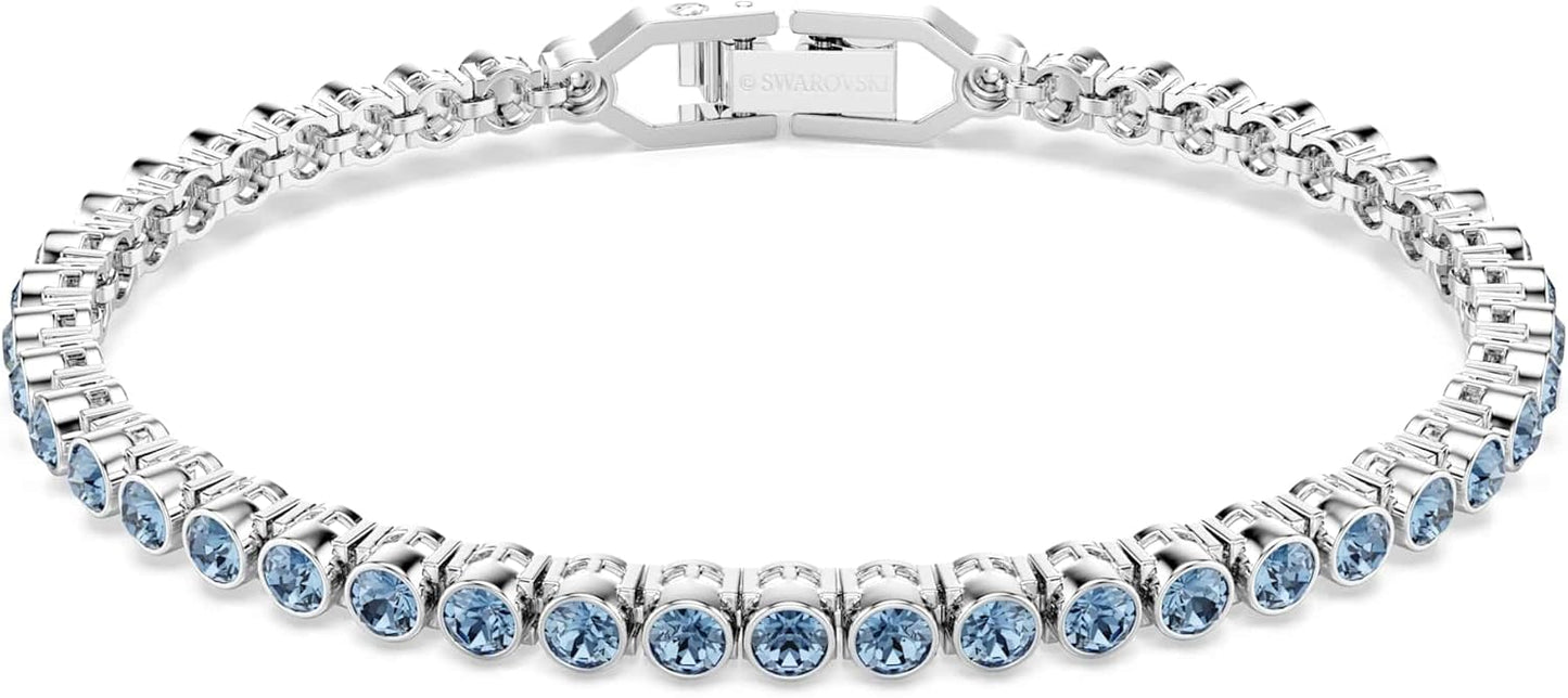 Swarovski Pulsera Tennis Imber Emily, Talla redonda, Azul, Baño de rodio